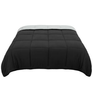Comforter Quilt Down Alternative Reversible Duvet Insert Black/Light Gray QUEEN